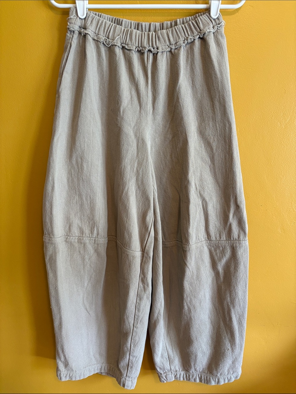 Free People Cotton Wide-Leg Barrel Pants in Light Taupe
